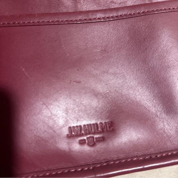 J.W. Hulme Burgundy Leather Crossbody Bag Brass Turn Lock - Picture 3 of 6